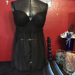 Victoria secret black lingerie.